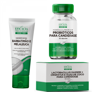 Farmácia Eficácia Kit Saúde íntima da Mulher (óvulo vaginal + cápsula oral de Lactobacillus + Sabonete)